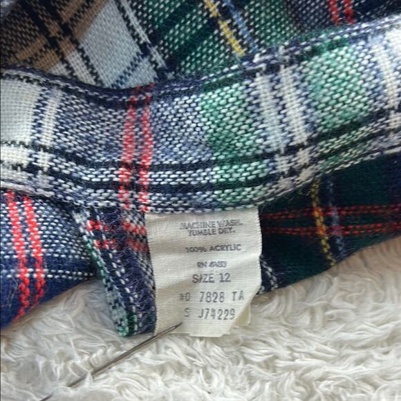 Vintage tartan plaid green, white, red, blue wrap skirt, girls size 12 or XS - Picture 5 of 5
